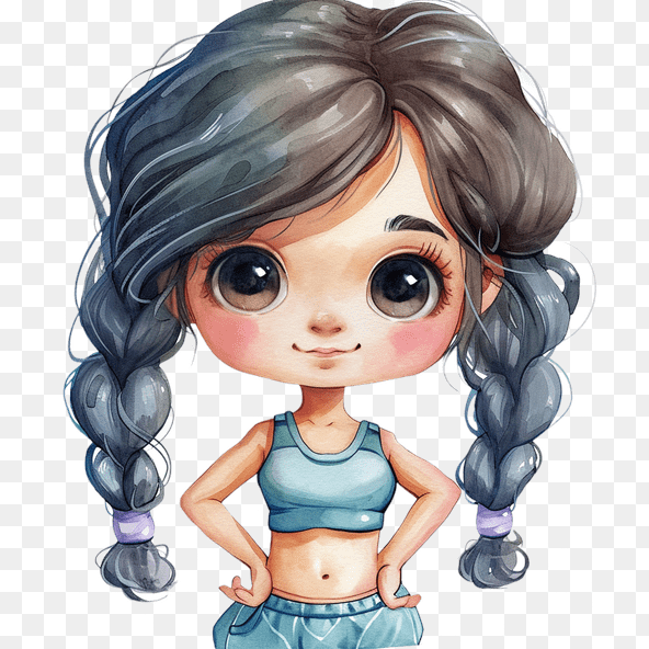 Cute Girl Watercolor Clipart