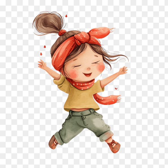 Cute Girl Jumping Happy Clipart