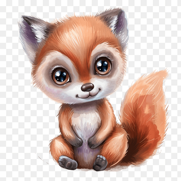 big eyes fox clipart