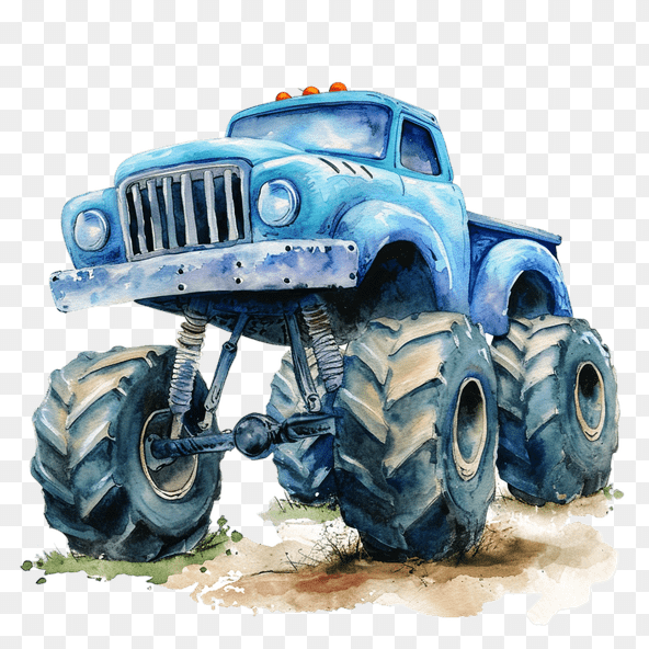 watercolor monster truck clipart