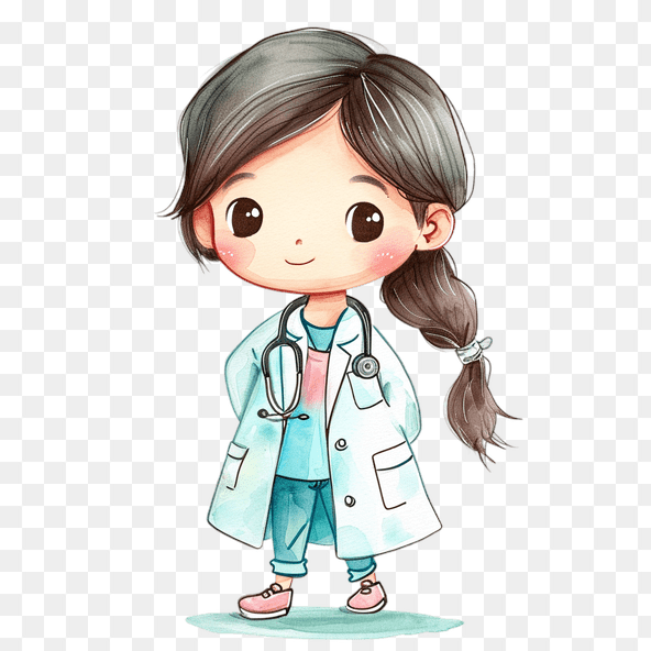 Cute cartoon doctor girl clipart
