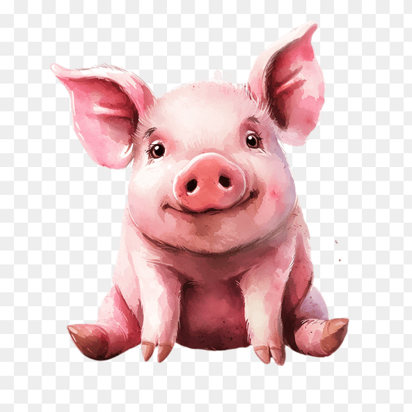 Cute Sitting Pig Clipart