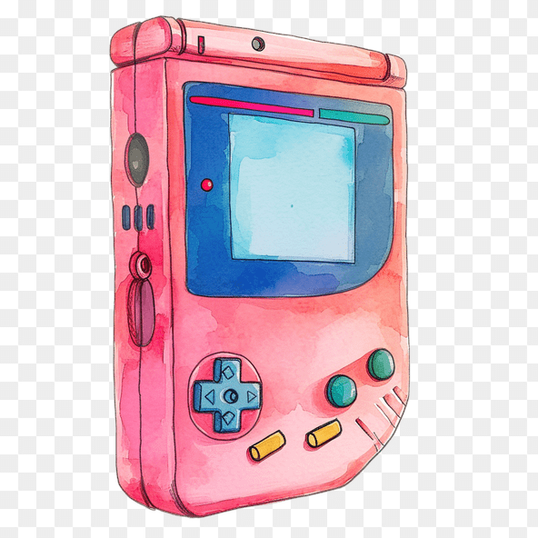Pink Retro Handheld Gaming Console Clipart