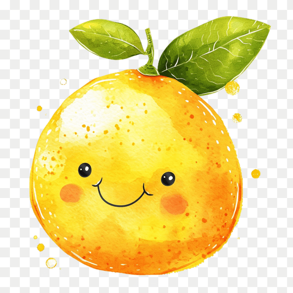 Smiling Orange Watercolor Clipart