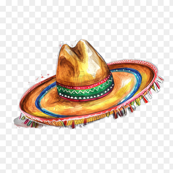 Mexican Sombrero Watercolor Clipart
