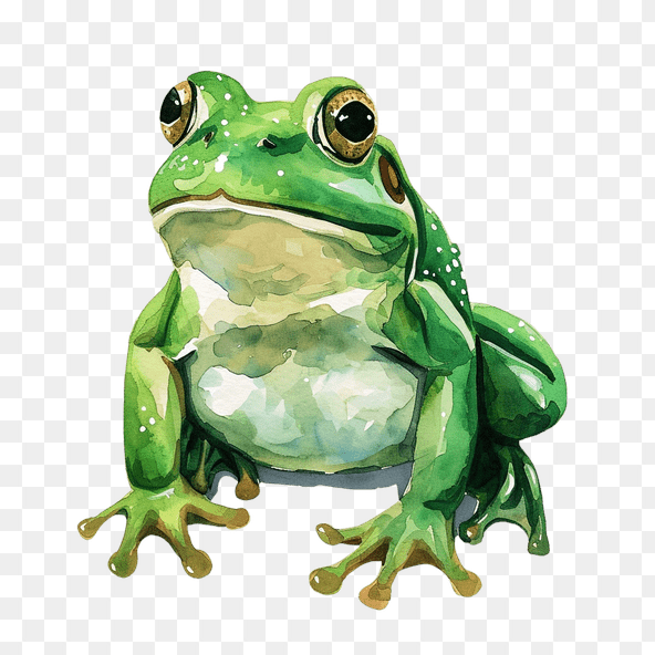 Green Frog Watercolor Clipart