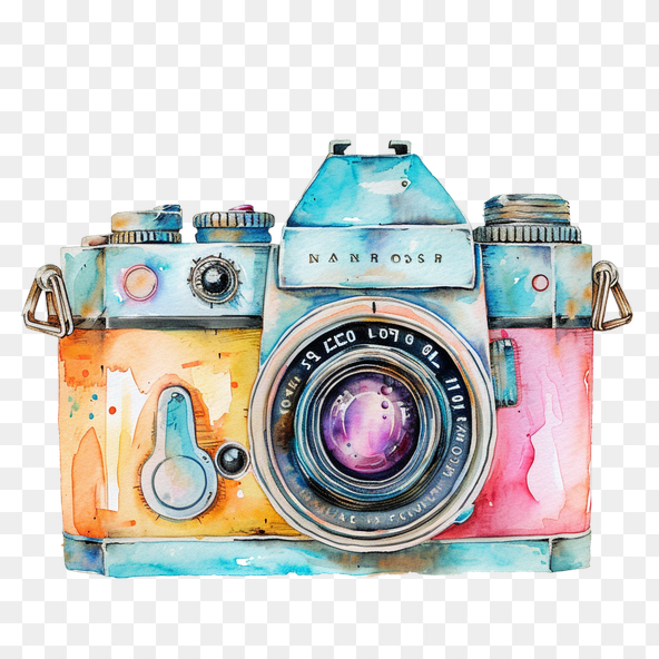 Vintage Watercolor Camera Clipart