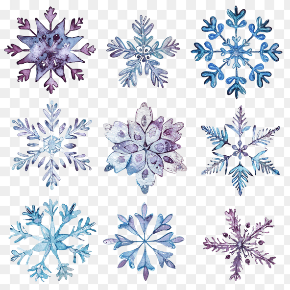 Watercolor Blue Purple Snowflake Clipart