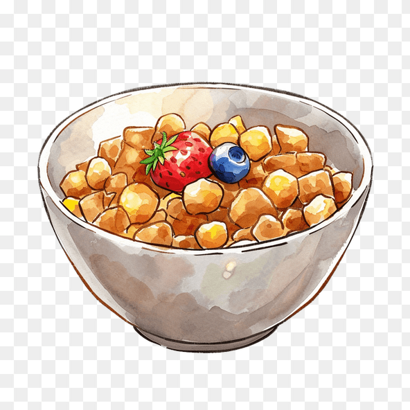Strawberry and Blueberry Cereal Bowl Clipart