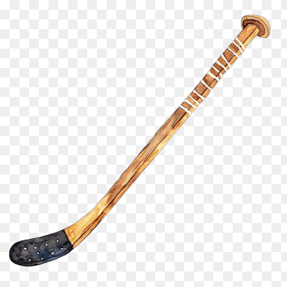 Vintage Watercolor Hockey Stick Clipart