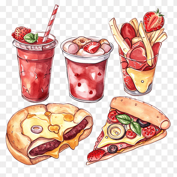 Fast Food Watercolor clipart