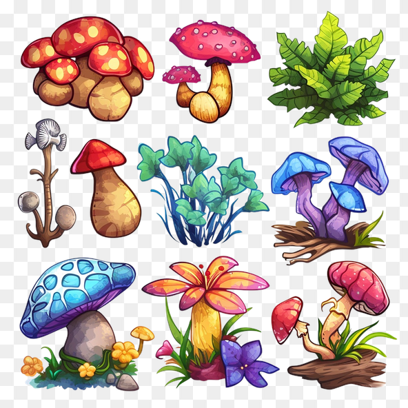 Fantasy Mushroom Clipart Set