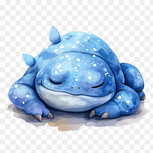 Cute Blue Sleeping Monster Clipart