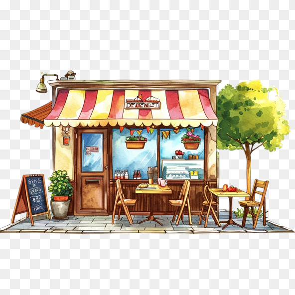 Charming Watercolor Bakery Shop Clipart