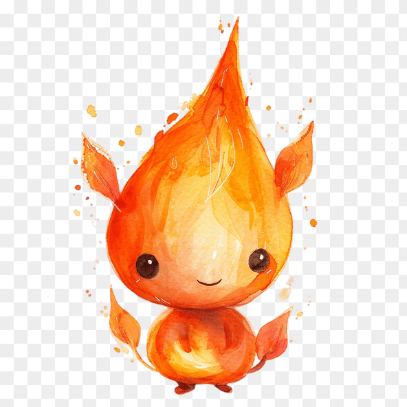 Cute cartoon fire elemental clipart