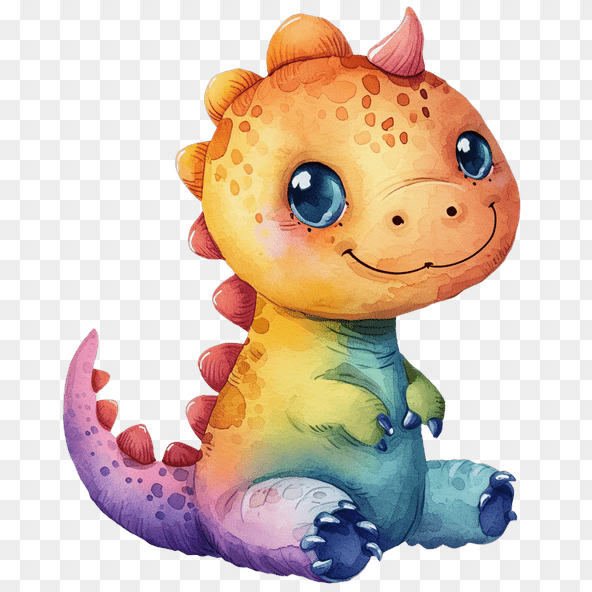Cute Rainbow Watercolor Dinosaur Clipart