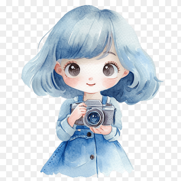 Cute Cartoon Girl With Camera Clipart
