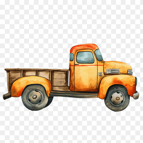Vintage Watercolor Truck Clipart