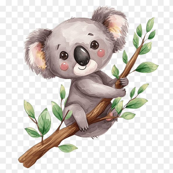 Adorable Koala on Branch Clipart