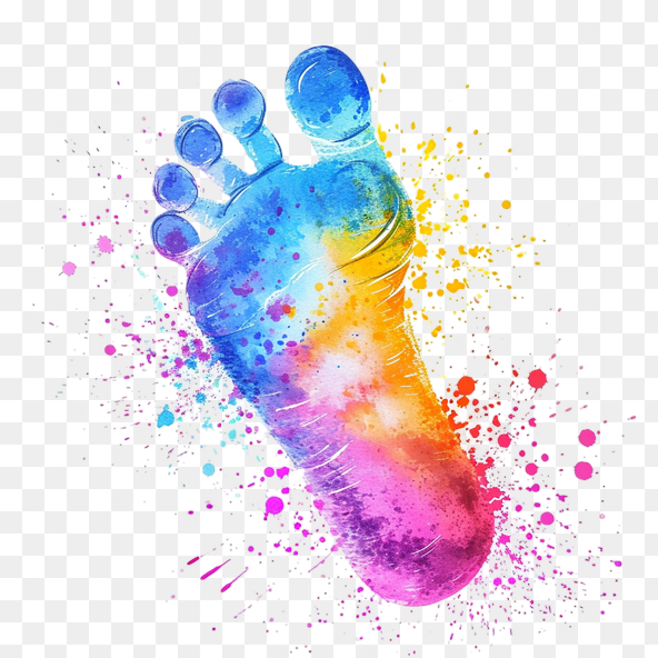 Colorful Watercolor Foot Print Clipart
