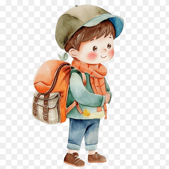 Cute Boy Backpack Clipart