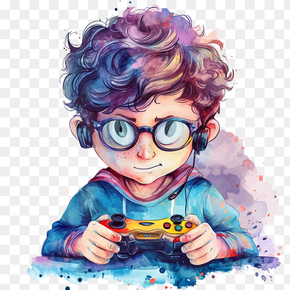 Gamer boy with headphones clipart