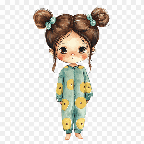 Cute Girl in Pajamas Clipart