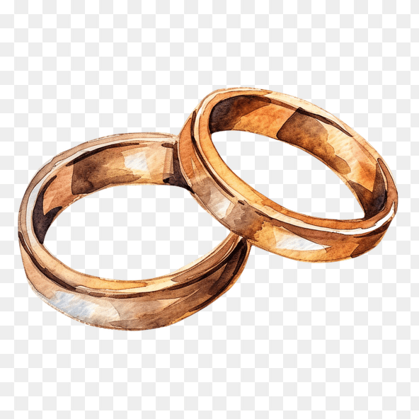 Gold Watercolor Wedding Rings Clipart