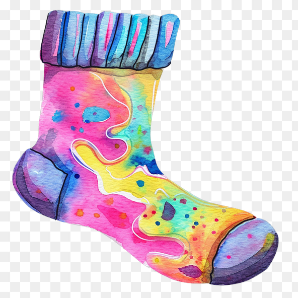Watercolor Rainbow Sock Clipart