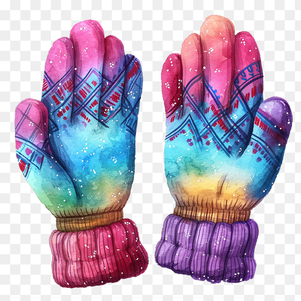 winter gloves watercolor clipart