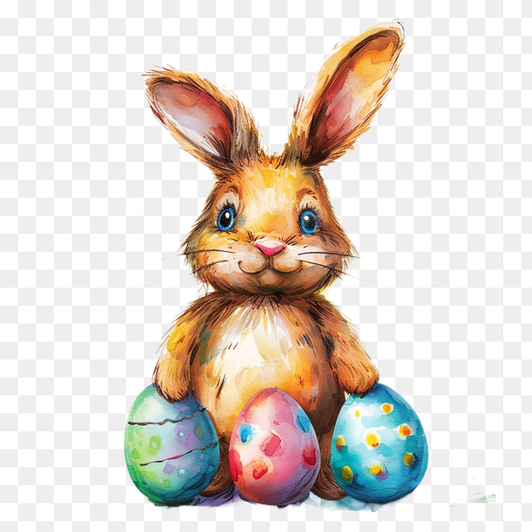 bunny rabbit with Easter eggs clipart