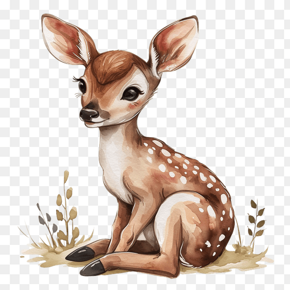 cute deer watercolor clipart