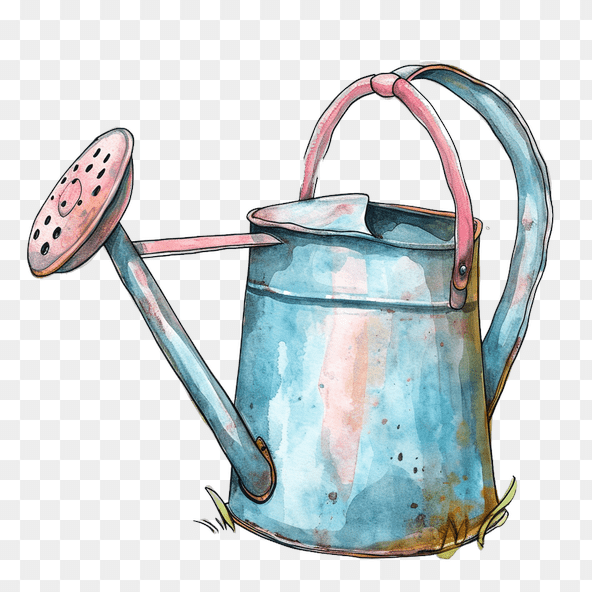 rusty blue vintage watering can clipart