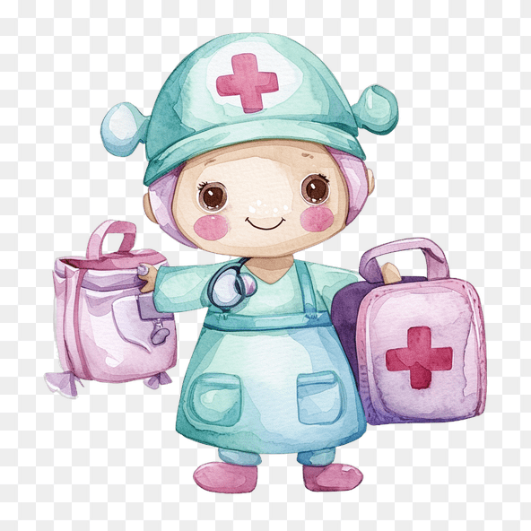 watercolor illustration of a nurse clipart