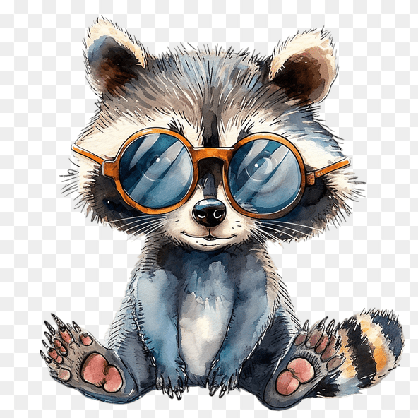 Cute Raccoon Wearing Sunglasses Clipart