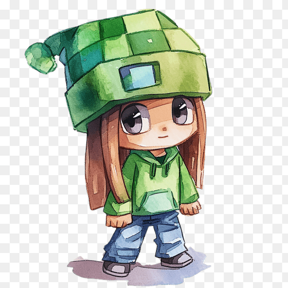 Cute Green Hoodie Girl Clipart