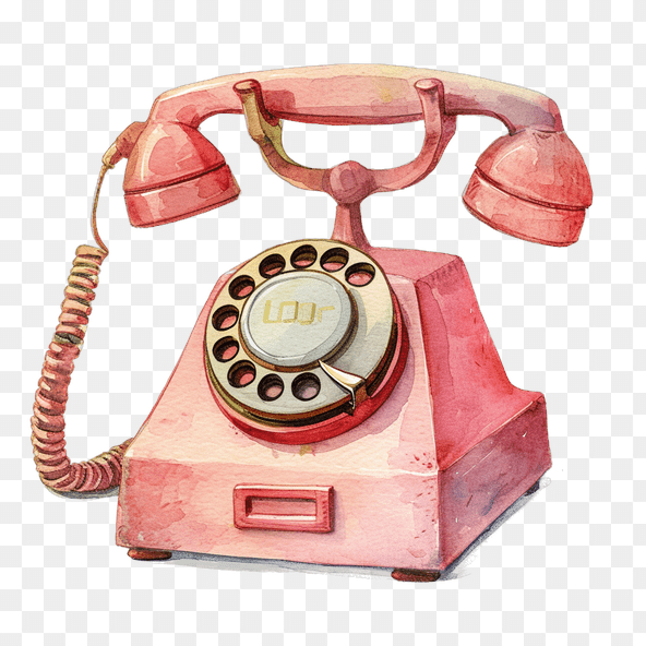 Vintage Pink Rotary Phone Clipart