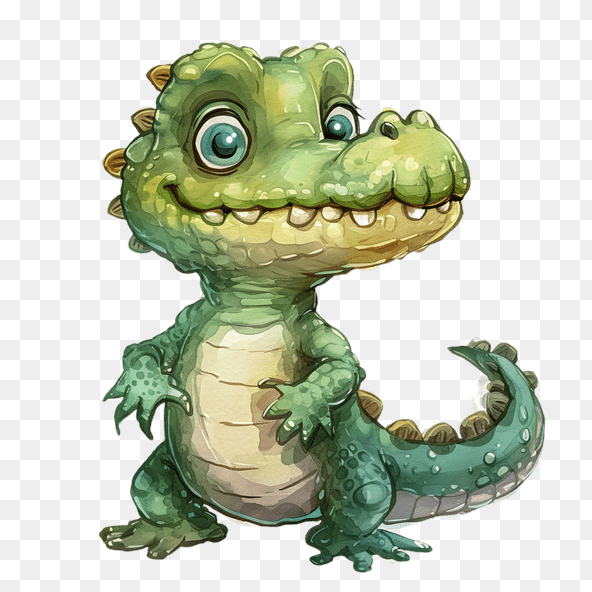 Cute Green Alligator Clipart