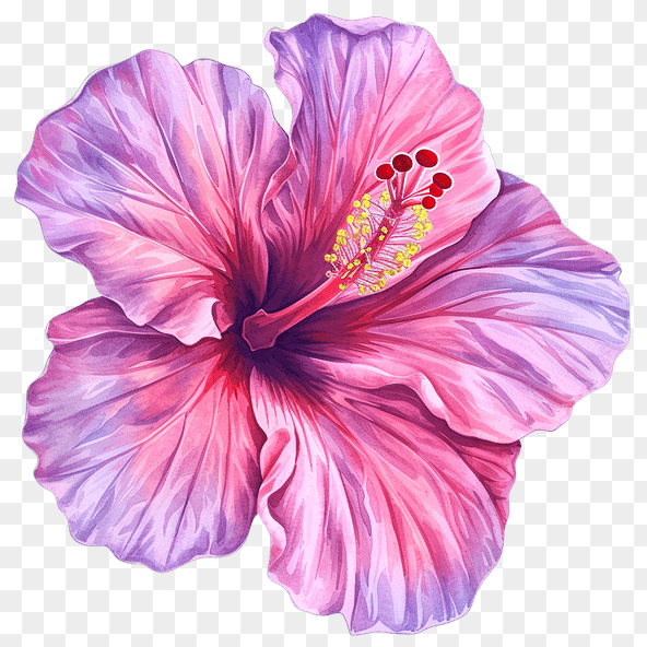 Watercolor Pink Hibiscus Flower Clipart