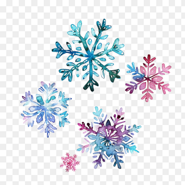 Watercolor snowflakes clipart
