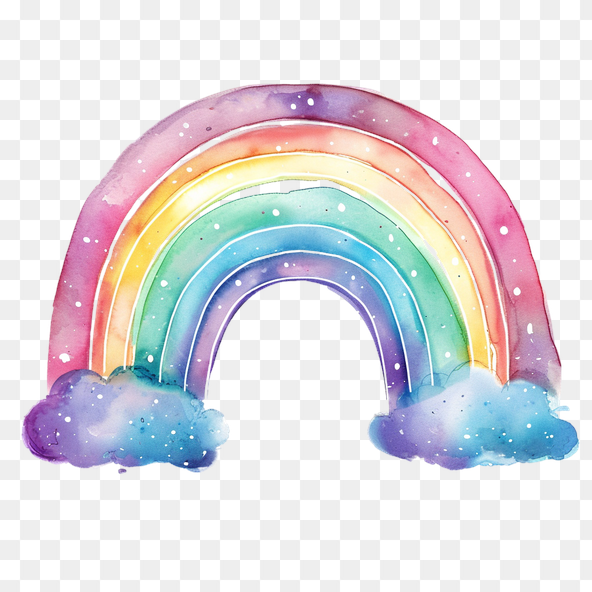 Watercolor Rainbow Clipart with Stars