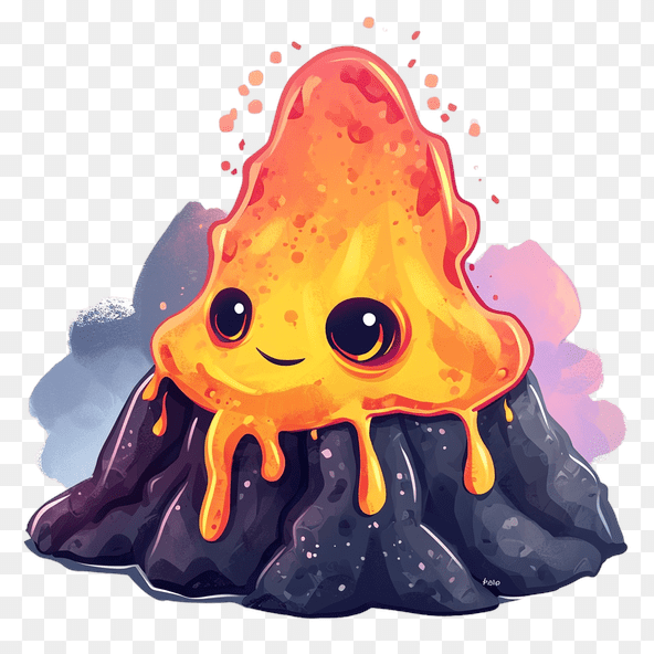 kawaii volcano clipart