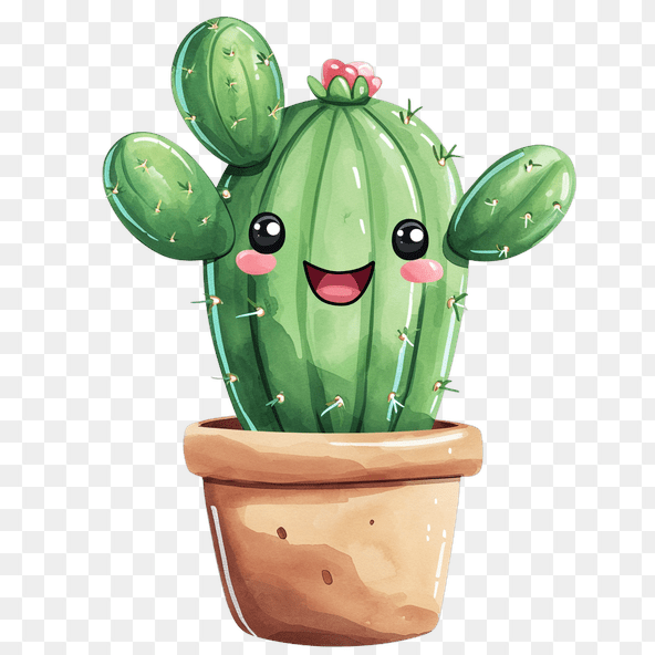 smiling cactus clipart
