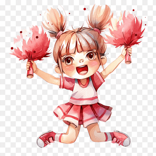 Cheerleader Girl Watercolor Clipart