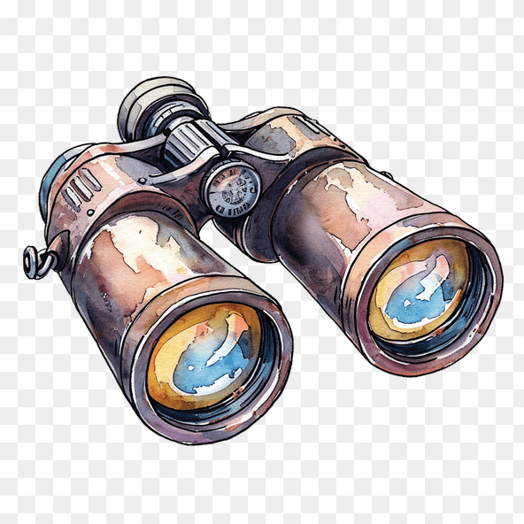 Vintage Binoculars Watercolor Illustration