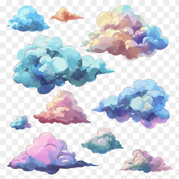 pastel clouds clipart