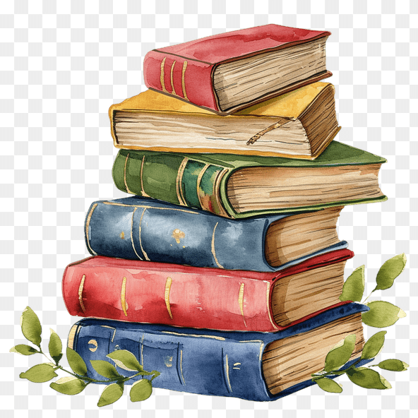 Vintage Watercolor Books Stack Clipart
