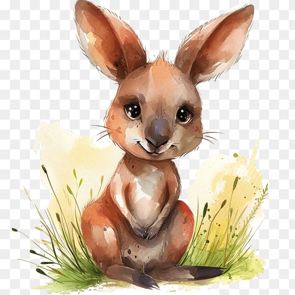 cute kangaroo watercolor clipart