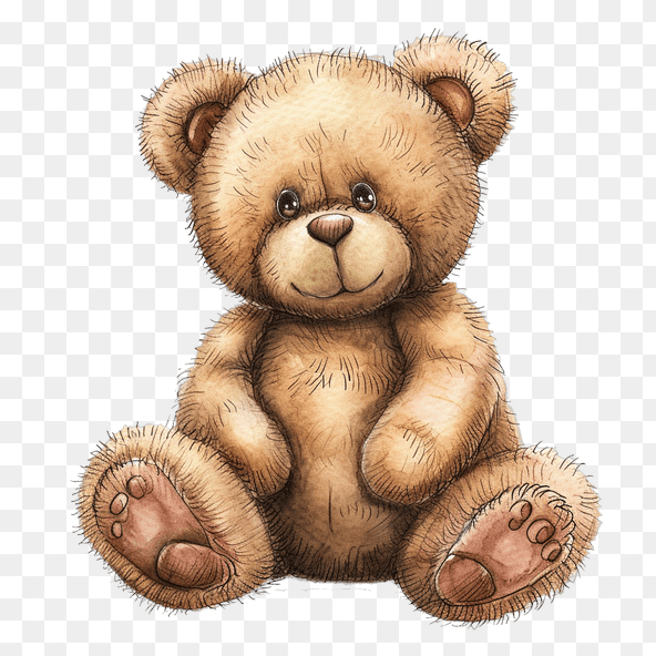 Cute Watercolor Teddy Bear Clipart