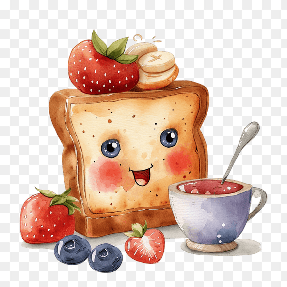 Cute Cartoon Toast Breakfast Clipart